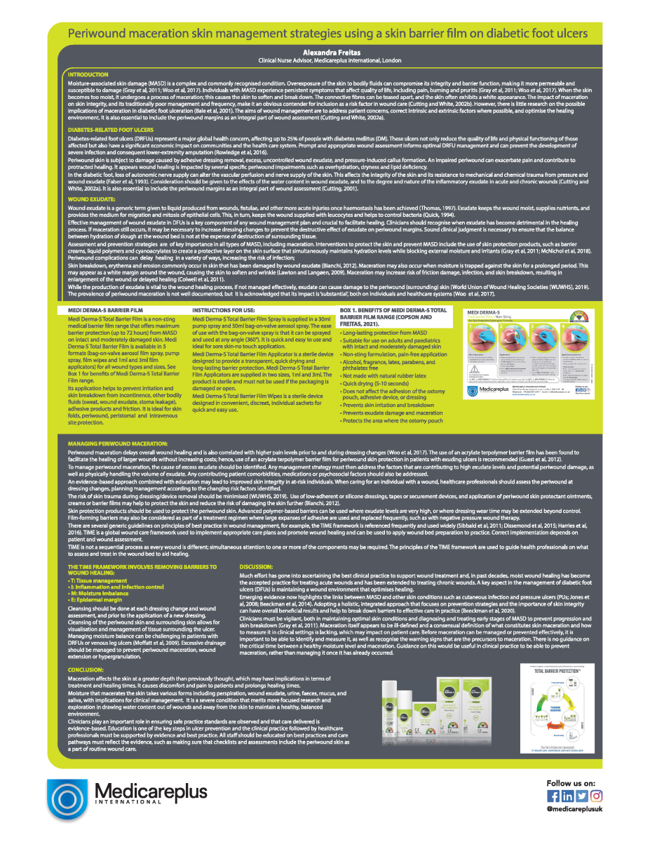 Periwound maceration skin management strategies using a skin barrier film on diabetic foot ulcers