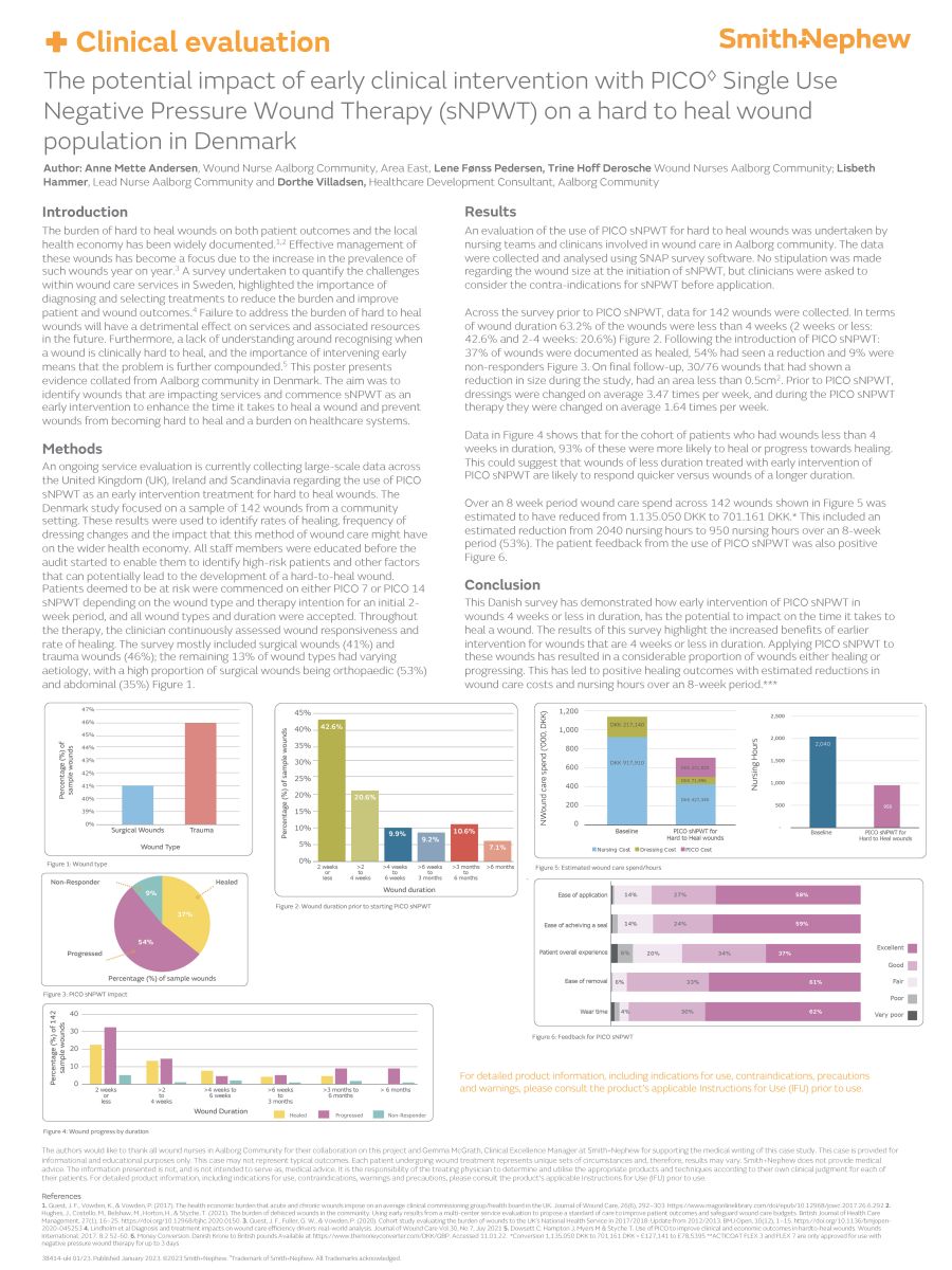 The potential impact of early clinical intervention with PICO◊ Single Use Negative Pressure Wound Therapy (sNPWT) on a hard to heal wound population in Denmark